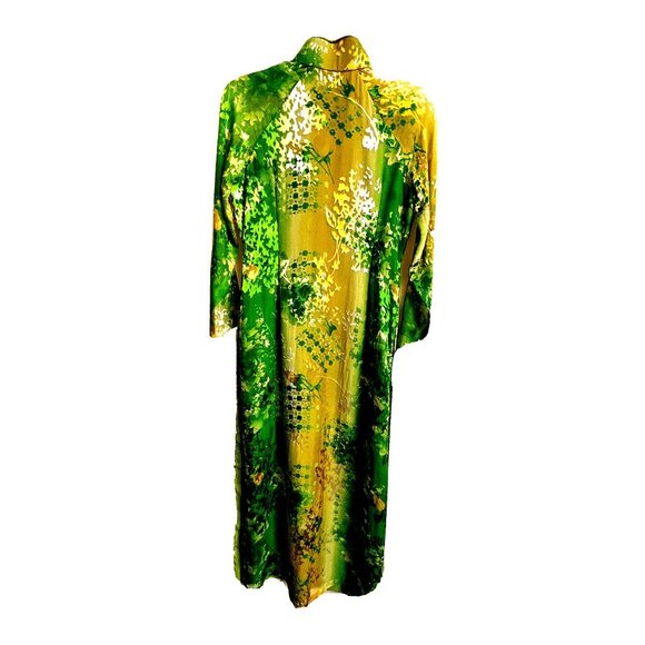 Asian Chinese Sequined Sheer Floral Long Maxi Cocktail Dress Size S - Picture 3 of 16
